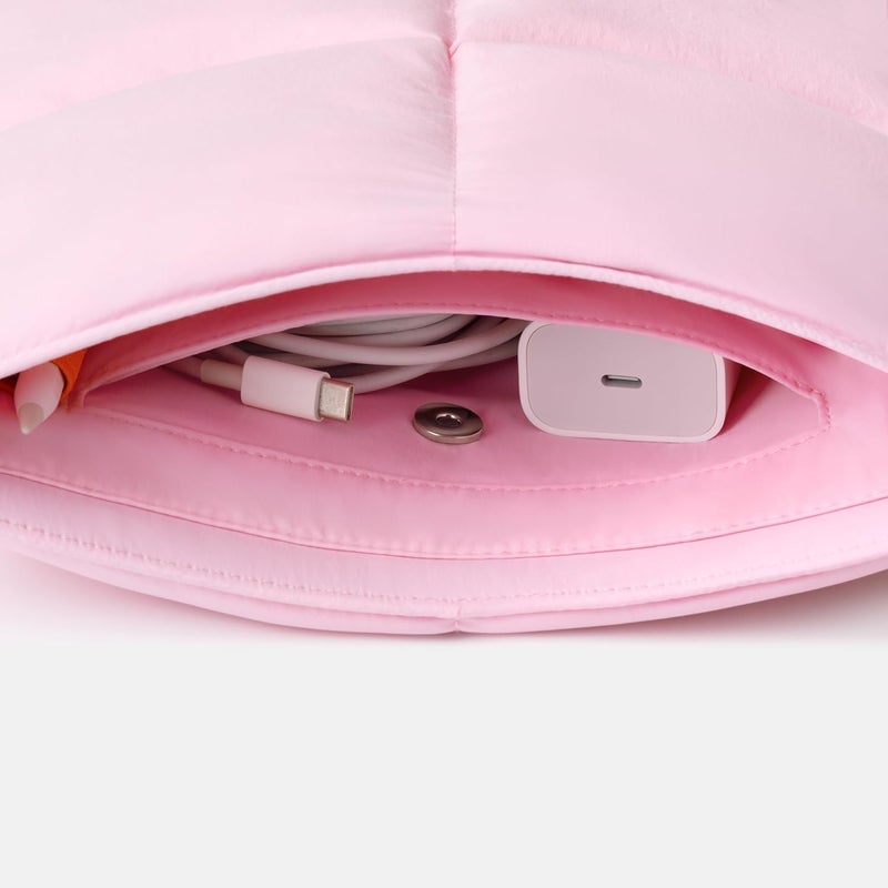 Comfyable حافظة لوحي منتفخة 9-11 بوصة متوافقة مع آيباد برو 11 بوصة M5، آيباد إير M3 2025 مع لوحة المفاتيح السحرية، حقيبة حمل لوحي منتفخة عمودية للنساء والرجال، وردي حلو - Image 3